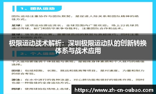 极限运动战术解析：深圳极限运动队的创新转换体系与战术应用